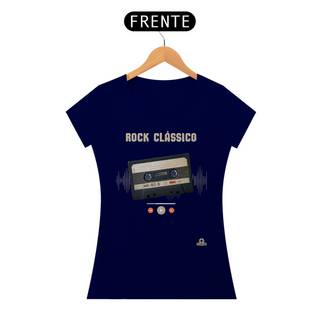 Nome do produtoCamiseta feminina Retrô Rock Clássico com estampa de fita k7.