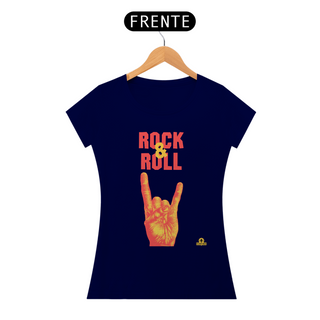 Nome do produtoCamiseta feminina de Rock & Roll com estampa de mão 