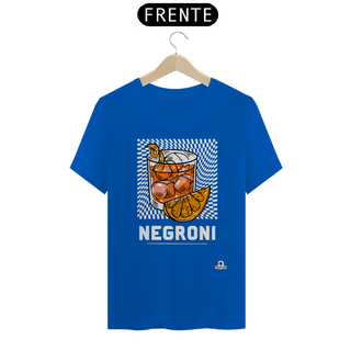 Nome do produtoCamiseta de barman com estampa do famoso coquetel Negroni.