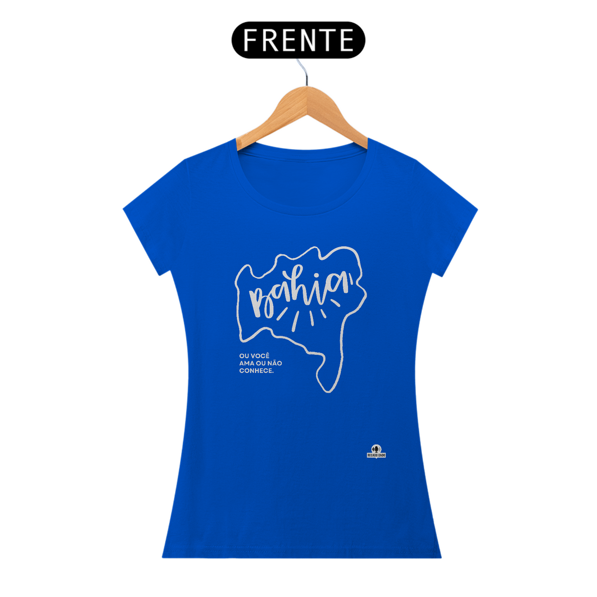 Nome do produto: Camiseta com o mapa da Bahia e a frase \