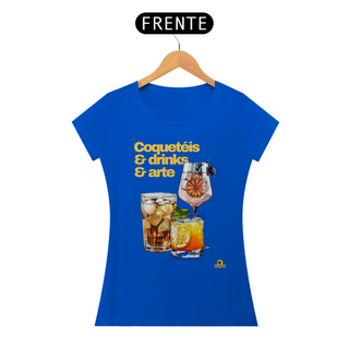 Nome do produtoCamiseta feminina de barman com coqueteis, drinks e arte, com estampa de lindos e deliciosos drinks.