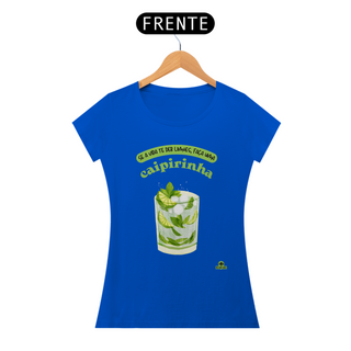 Nome do produtoCamiseta feminina de barman com estampa do tradicional drink brasileiro: caipirinha, e frase 