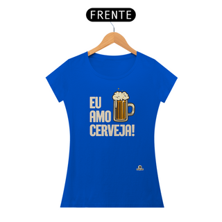 Nome do produtoCamiseta com a frase Eu Amo Cerveja e imagem de uma bela caneca de Chopp.