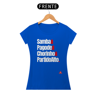 Nome do produtoCamiseta feminina de samba com frase 