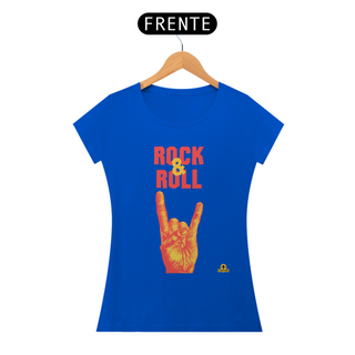 Nome do produtoCamiseta feminina de Rock & Roll com estampa de mão 