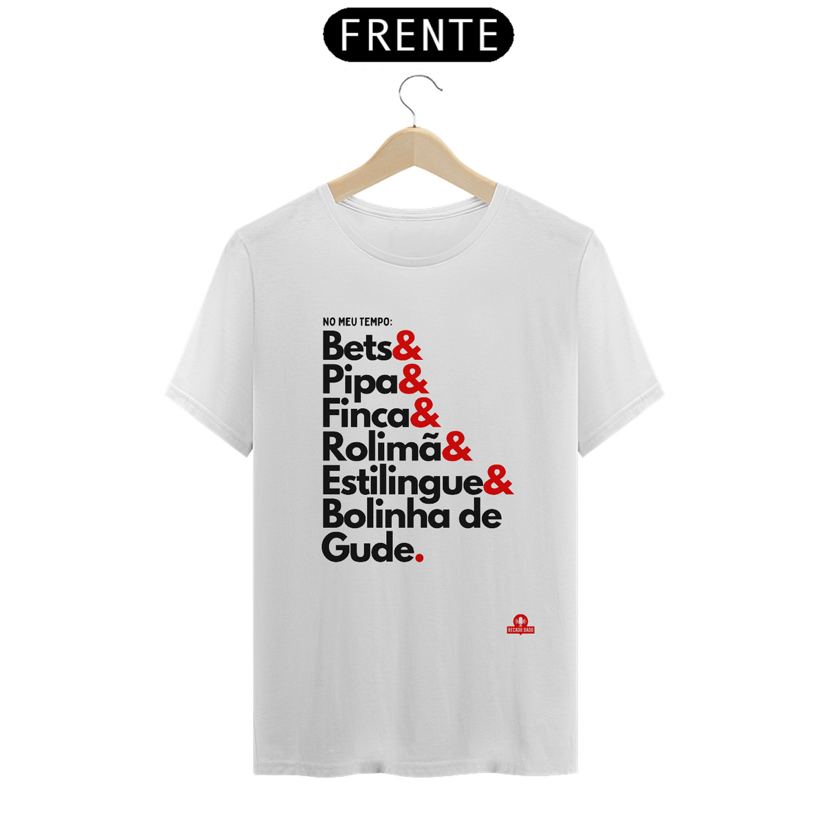 Nome do produto: Camiseta retrô brincadeiras da minha infância: bets, pipa, pião, finca, rolimã, estilingue, bolinha de gude.