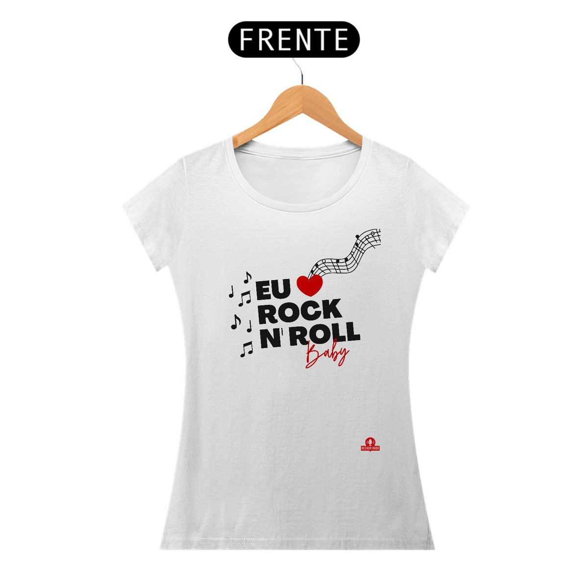 Nome do produto: Camiseta feminina de rock estilizada com a frase \