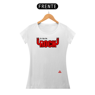 Camiseta feminina de rock estilizada com a frase 