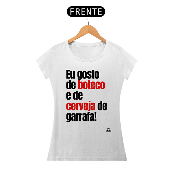 Camiseta de cerveja feminina com frase 