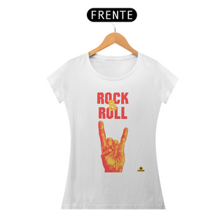 Nome do produtoCamiseta feminina de Rock & Roll com estampa de mão 