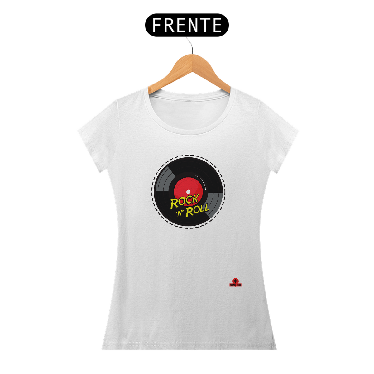 Nome do produto: Camiseta feminina retrô com disco de vinil e frase \