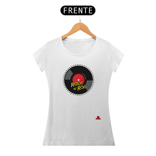 Nome do produtoCamiseta feminina retrô com disco de vinil e frase 