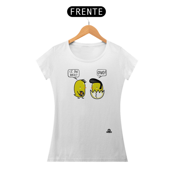 Camiseta feminina divertida de Rock com pintinhos amarelinhos curtindo um som.