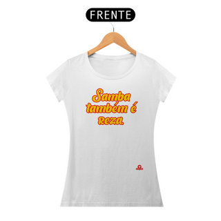 Nome do produtoCamiseta feminina de samba com a frase 