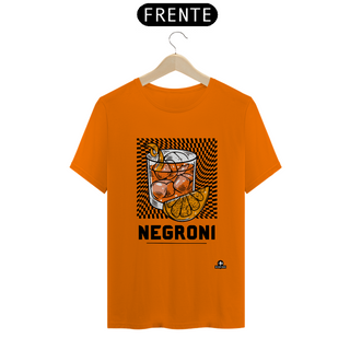 Nome do produtoCamiseta de barman com estampa do famoso coquetel Negroni.