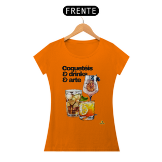 Nome do produtoCamiseta feminina de barman com coqueteis, drinks e arte, com estampa de lindos e deliciosos drinks.