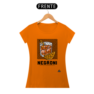 Nome do produtoCamiseta de barman com estampa do famoso drink Negroni.