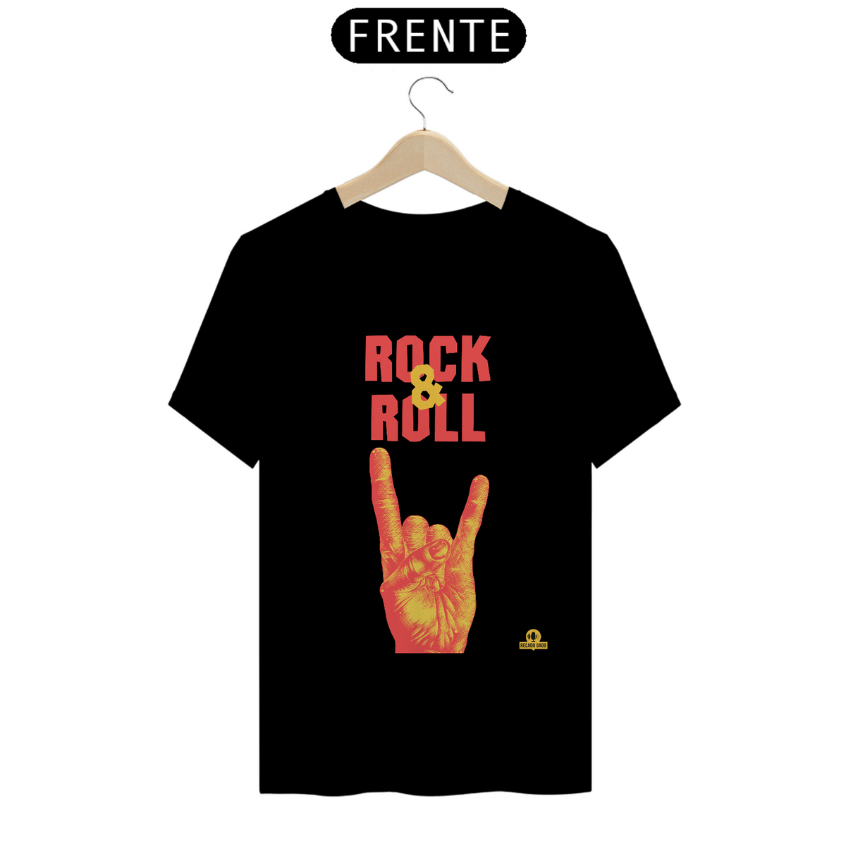 Nome do produto: Camiseta Rock & Roll com estampa de mão \