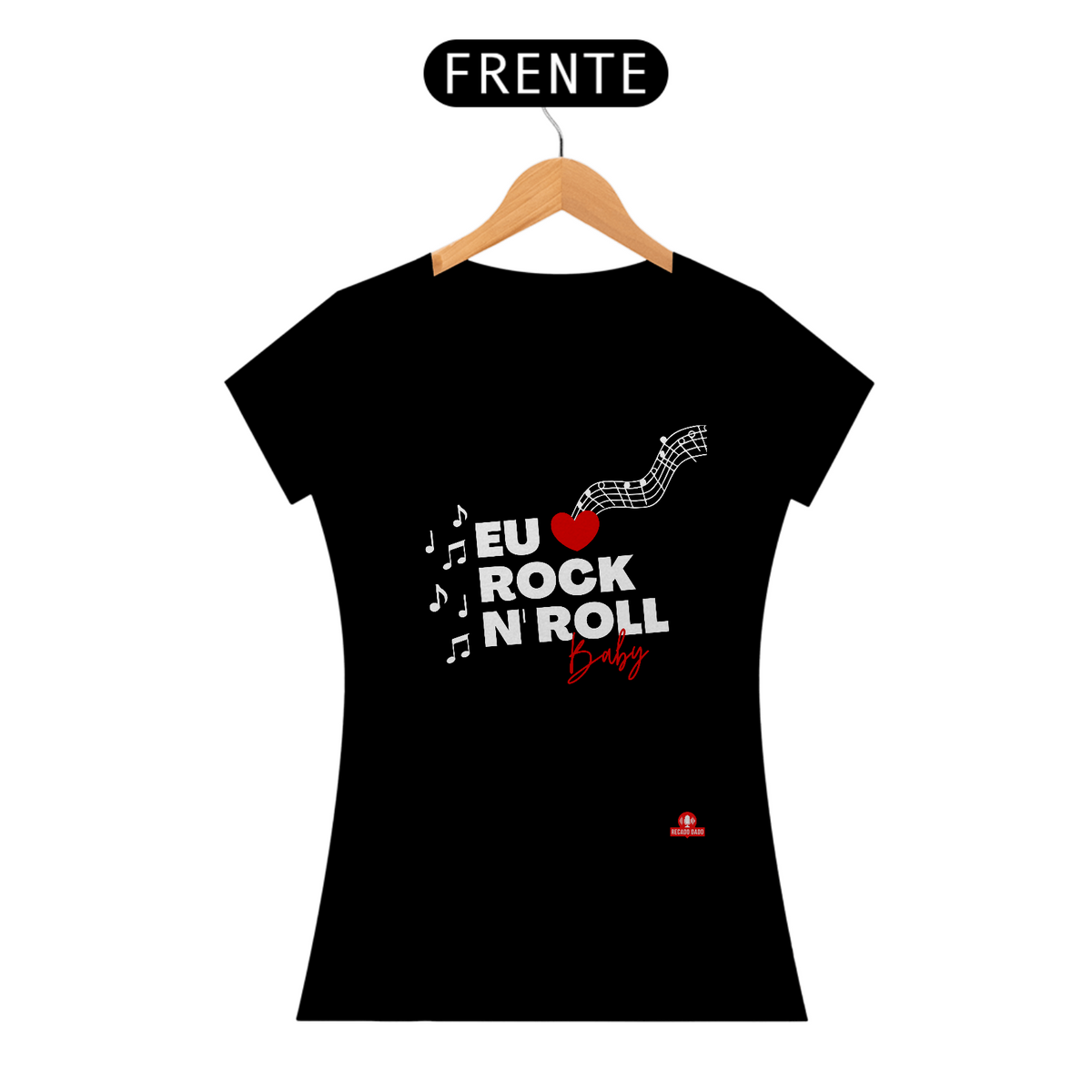 Nome do produto: Camiseta feminina de rock estilizada com a frase \