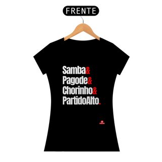 Nome do produtoCamiseta feminina de samba com frase 