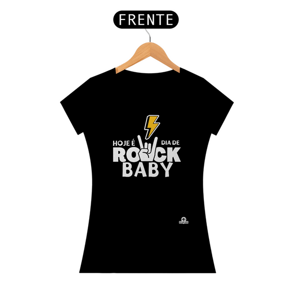 Camiseta feminina estilizada de rock com frase 