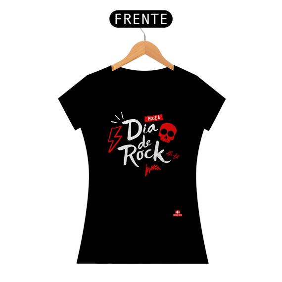 Camiseta feminina rock caveira com frase 