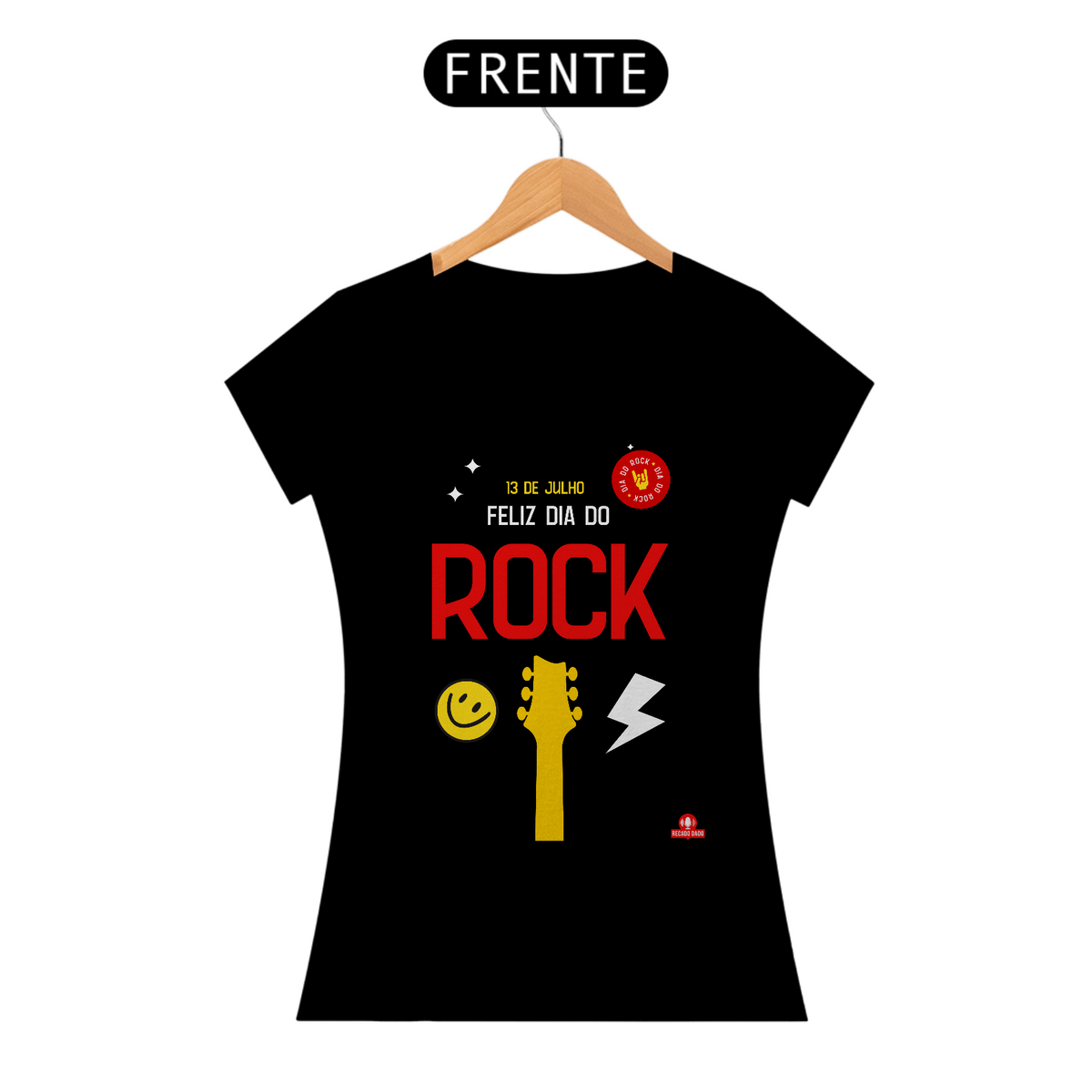 Nome do produto: Camiseta Feliz Dia Mundial do Rock, mais do que música, um estilo de vida!