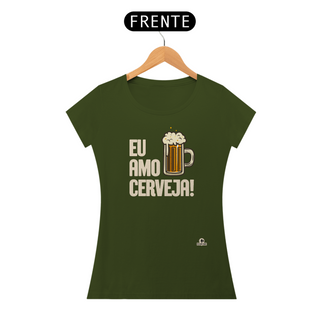 Nome do produtoCamiseta com a frase Eu Amo Cerveja e imagem de uma bela caneca de Chopp.