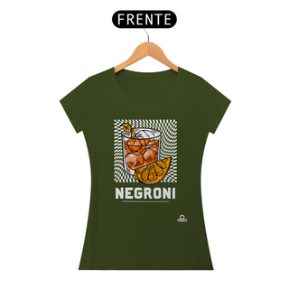 Nome do produtoCamiseta de barman com estampa do famoso drink Negroni.