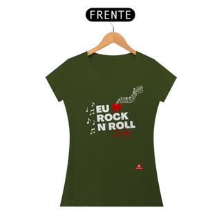 Nome do produtoCamiseta feminina de rock estilizada com a frase 