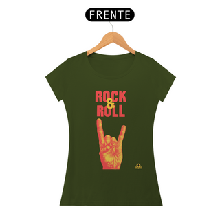 Nome do produtoCamiseta feminina de Rock & Roll com estampa de mão 