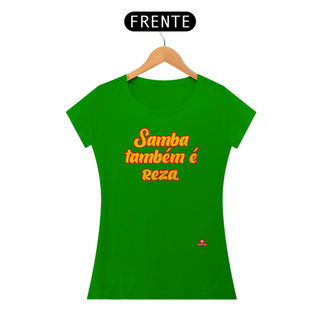 Nome do produtoCamiseta feminina de samba com a frase 