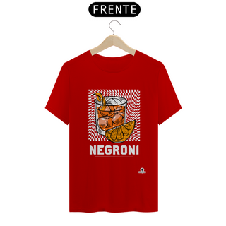 Nome do produtoCamiseta de barman com estampa do famoso coquetel Negroni.