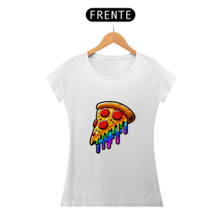 Camiseta Sticker Feminina - Pizza Rainbow