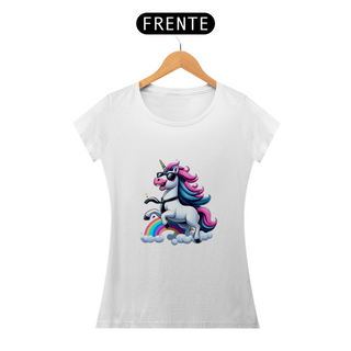 Camiseta Sticker Feminina -  Unicornio