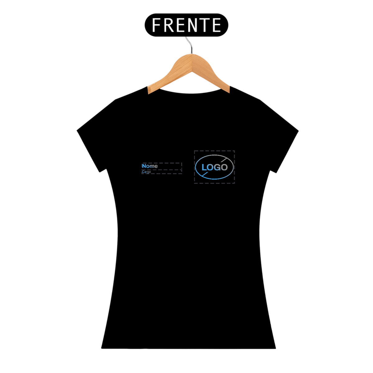 Nome do produto: T-Shirt Personalizável Fem. - Uniforme Nome + Logo + Cargo - FRENTE