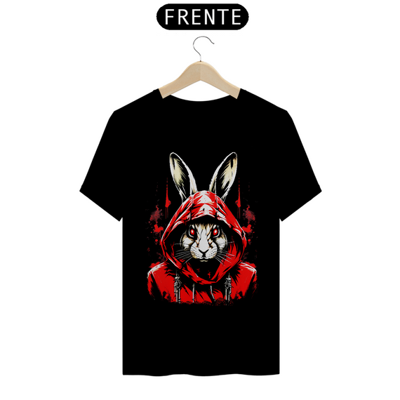 Camiseta aterrorando coelho com capuz vermelho