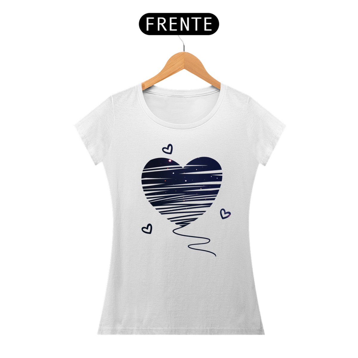 Nome do produto: Coração Estrelado - Camiseta Feminina