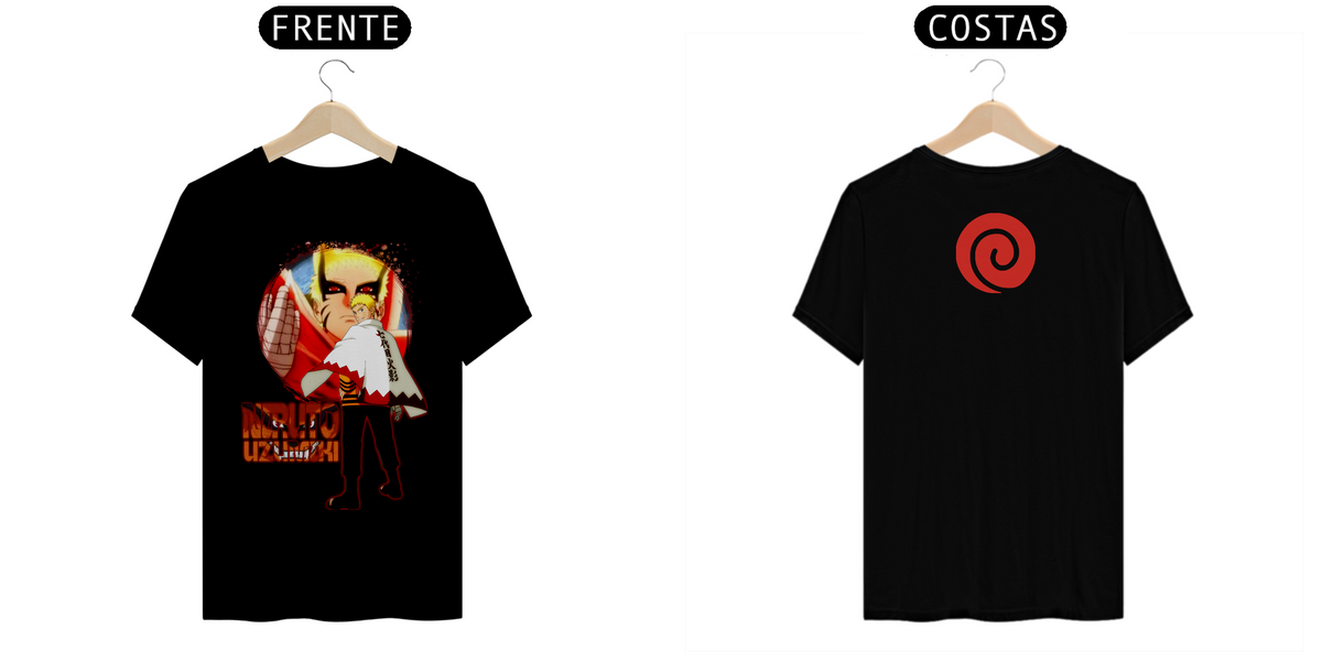 Nome do produto: Camisa Naruto Uzumaki (Frente e Costas)