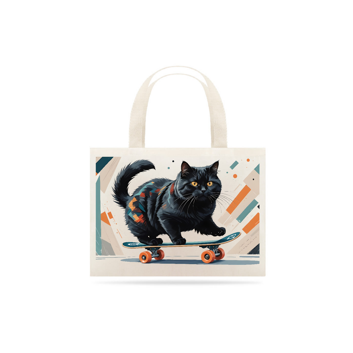 Nome do produto: Ecobag Gato Preto Skatista