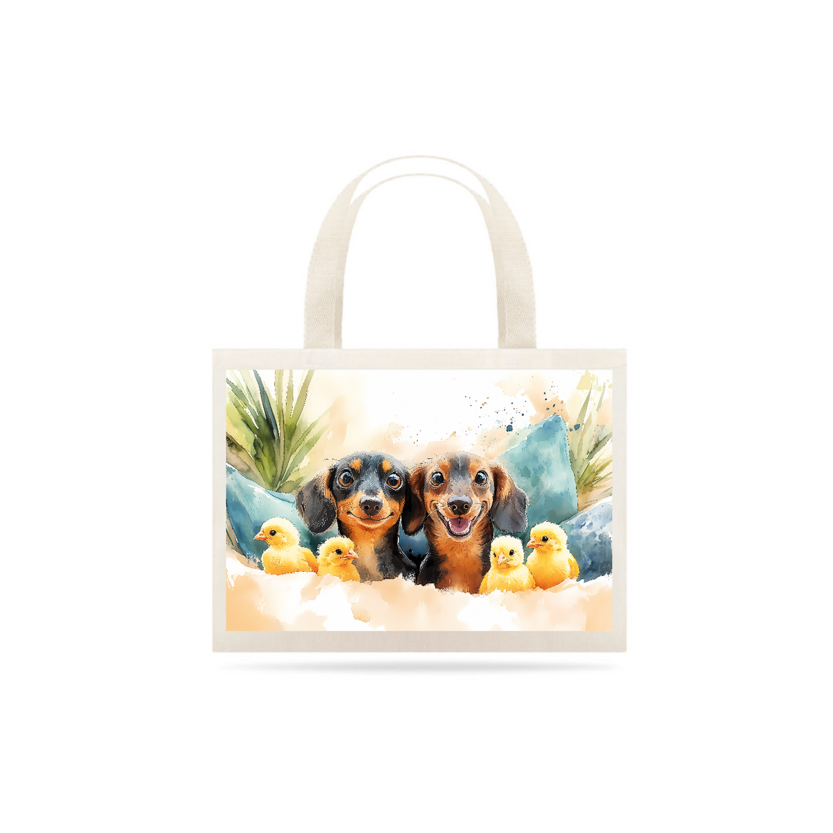 Nome do produto: Ecobag Dachshund e Pintinhos