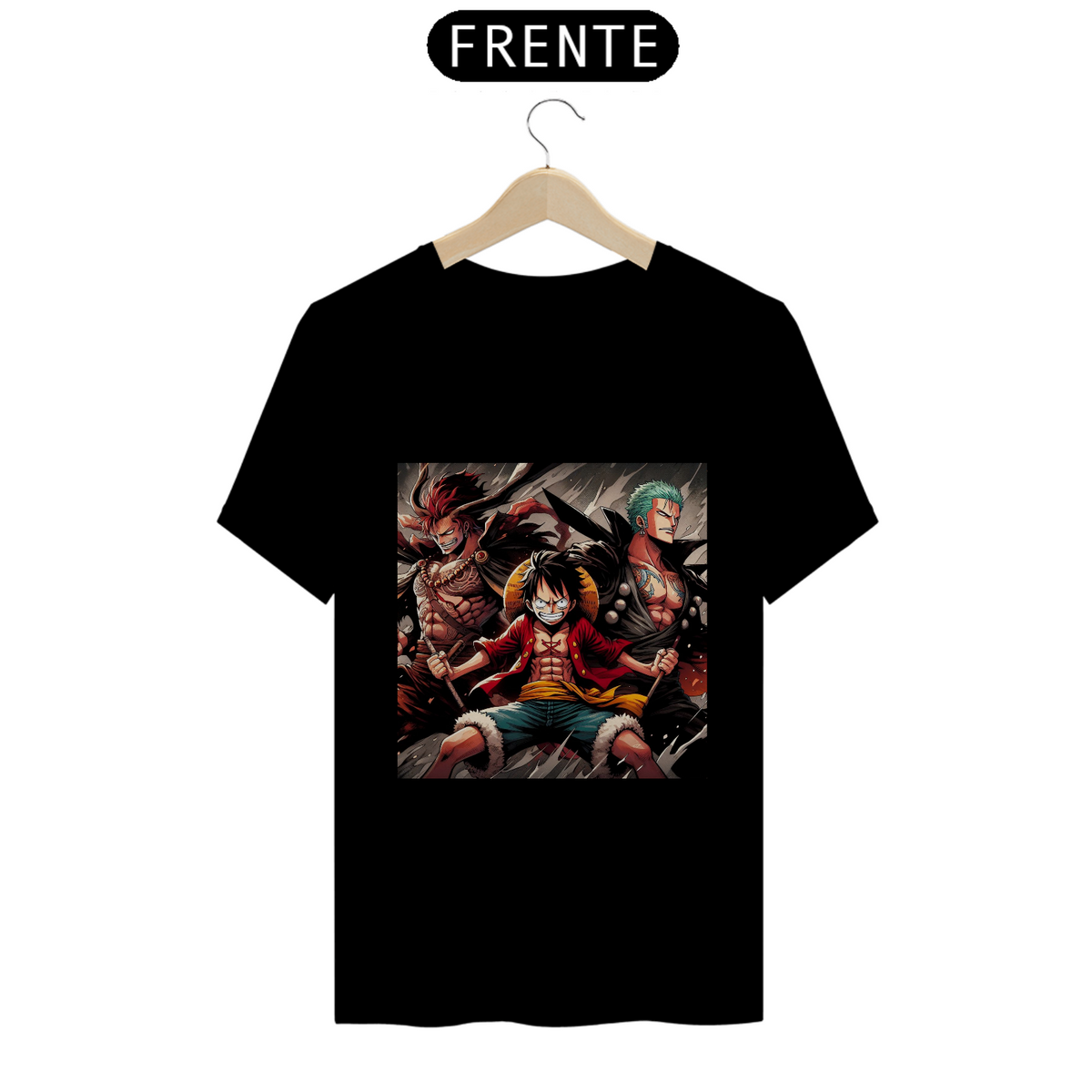 Nome do produto: T-Shirt Luffy, Zoro e Shanks (One Piece)