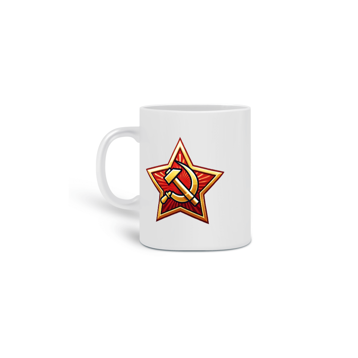 Nome do produto: Caneca branca com símbolo soviético