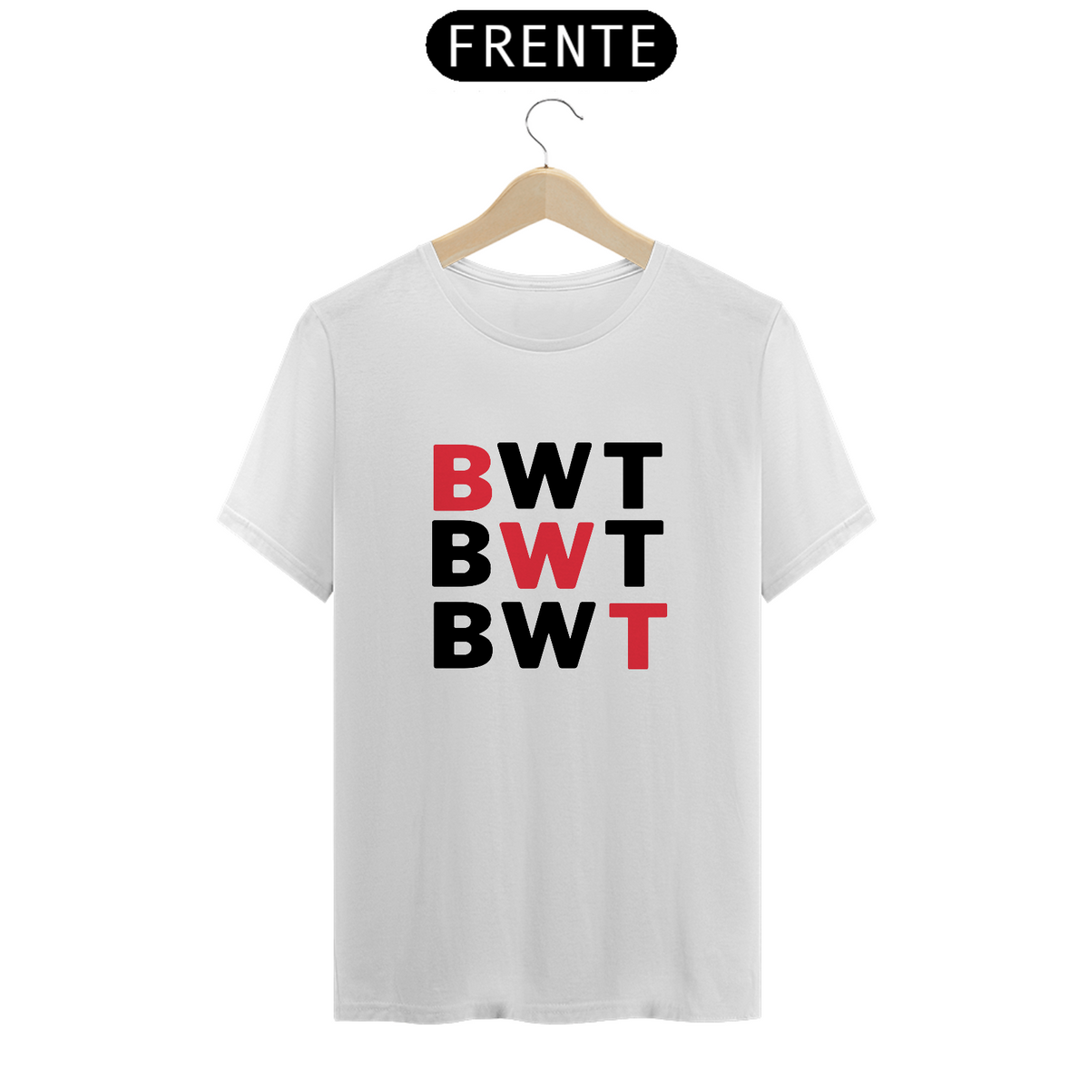 Nome do produto: Camiseta Clássica BWT - escrita Preta