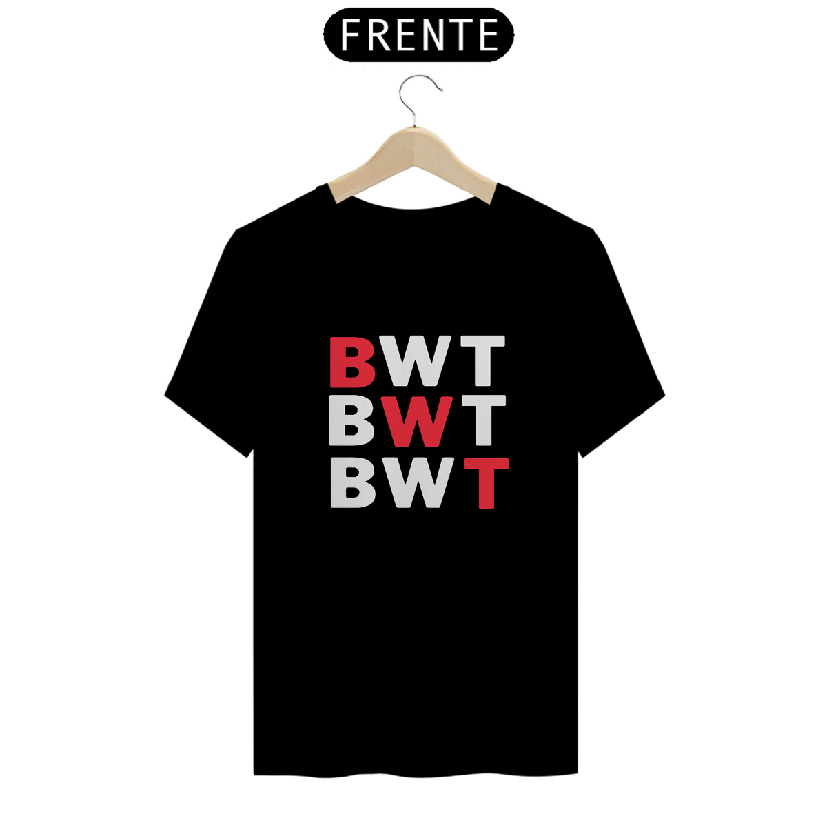 Nome do produto: Camiseta Clássica BWT - escrita Branca