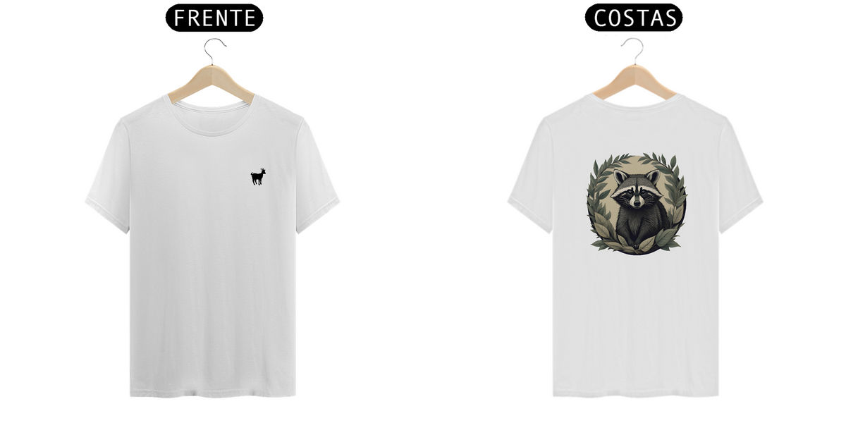Nome do produto: Wild Whispers - T-Shirt Branca Raccoon