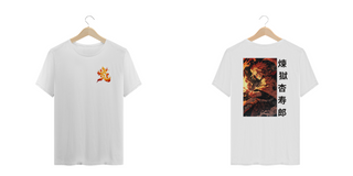 Nome do produtoDemon Slayer - T-Shirt Plus Size Branca Frente/Costas Rengoku