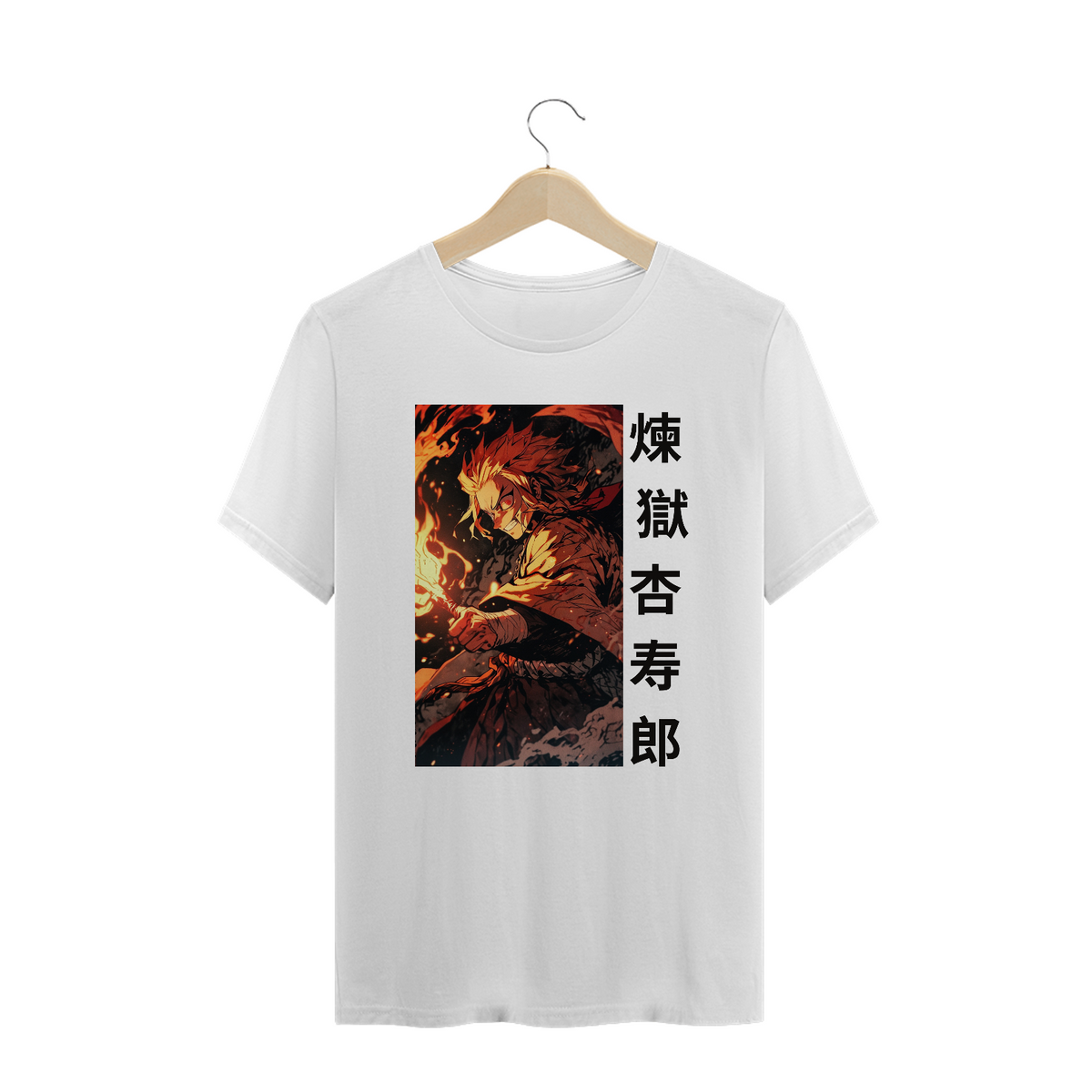 Nome do produto: Demon Slayer - T-Shirt Plus Size Branca Rengoku