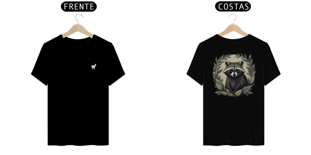 Nome do produto: Wild Whispers - T-Shirt Preta Raccoon