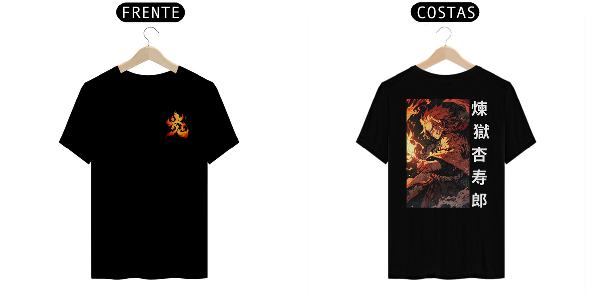 Nome do produto: Demon Slayer - T-Shirt Preta Frente/Costas Rengoku